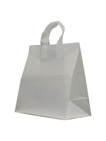 Clear Frosted Plastic Shopping Bags - 16” x 6” x 19” - Case of 200