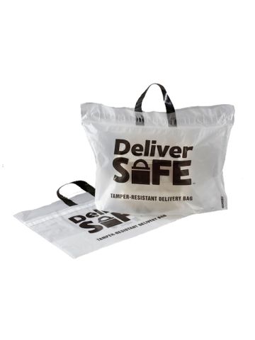 19” x 10” x 12” white plastic catering and takeout bags for food service  packaging. These wide-gusseted plastic bags have reinforced cardboard  bottom